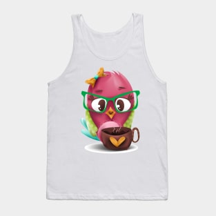 Bird drinking coffee Tank Top